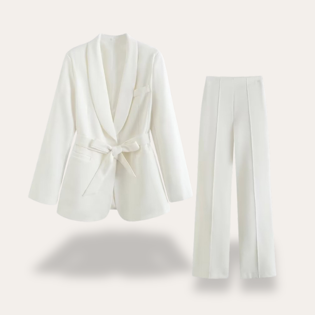 Women’s Two-Piece Set with Tailored Blazer and Wide-Leg Trousers