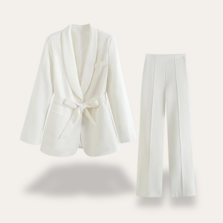 Women’s Two-Piece Set with Tailored Blazer and Wide-Leg Trousers