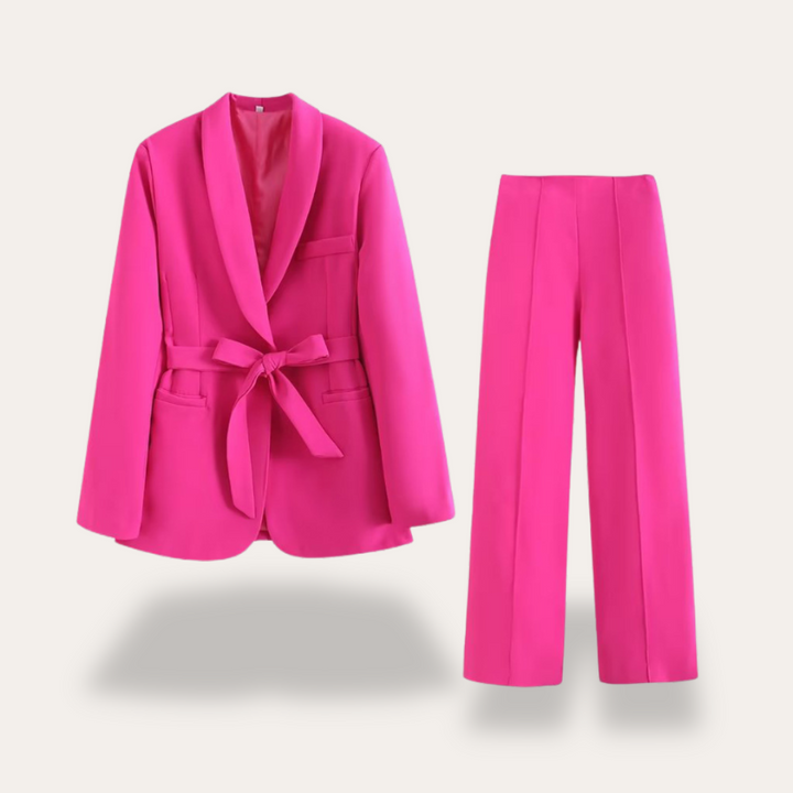 Women’s Two-Piece Set with Tailored Blazer and Wide-Leg Trousers
