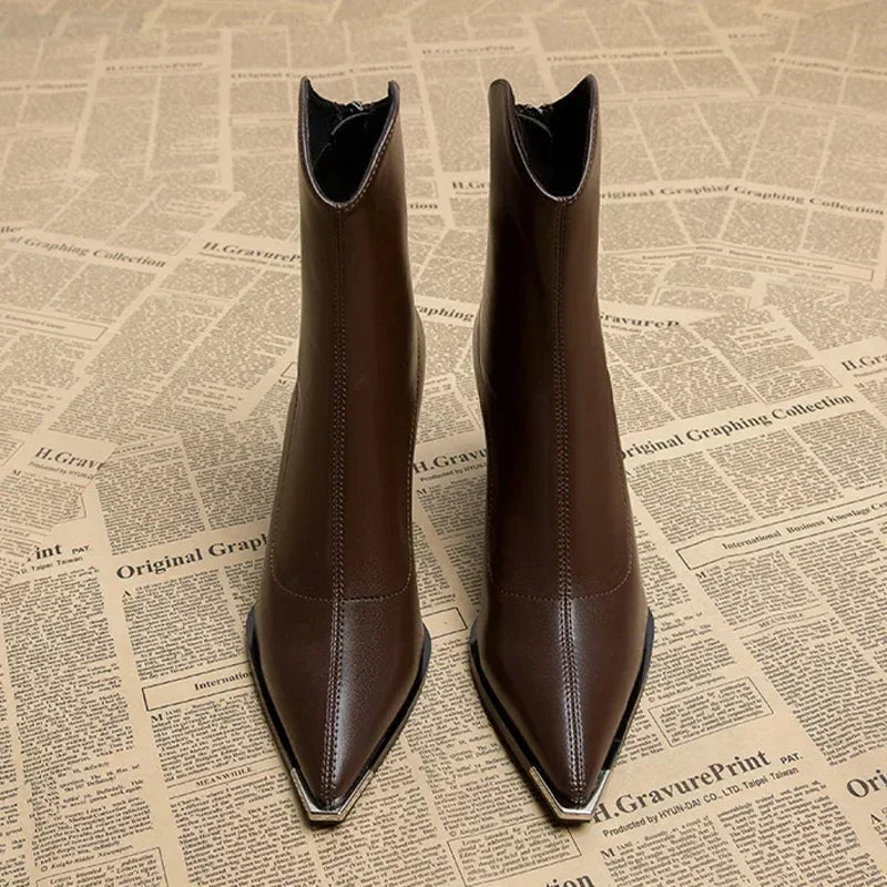 Womens Chelsea Boots with Chrome Tip and Rubber Outsole