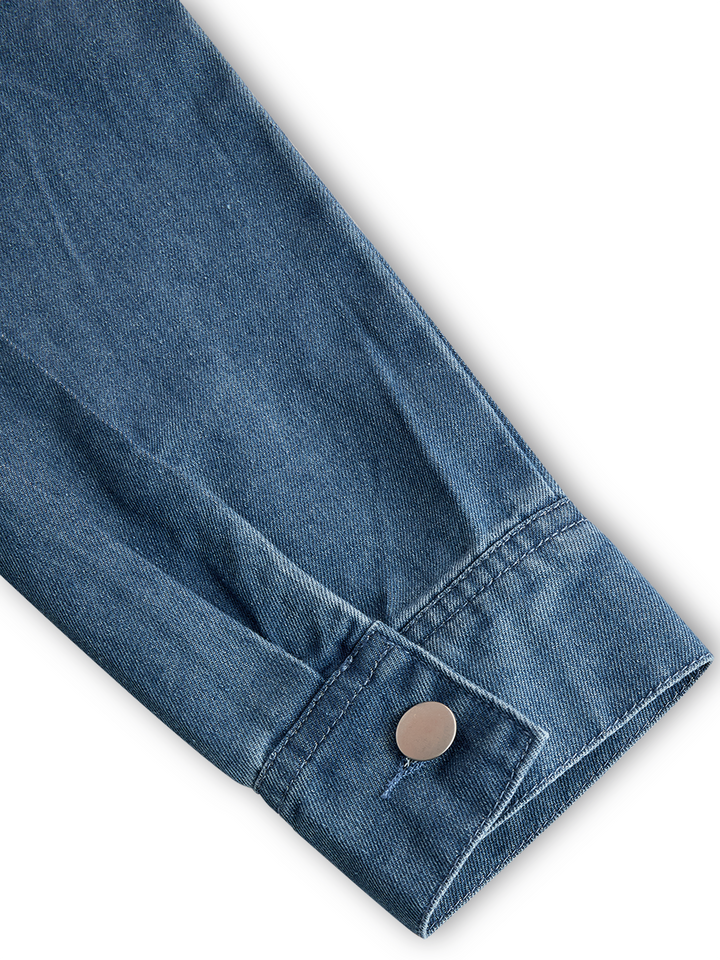 Women’s Denim Jumpsuit with Hooded Collar and Zipper Closure