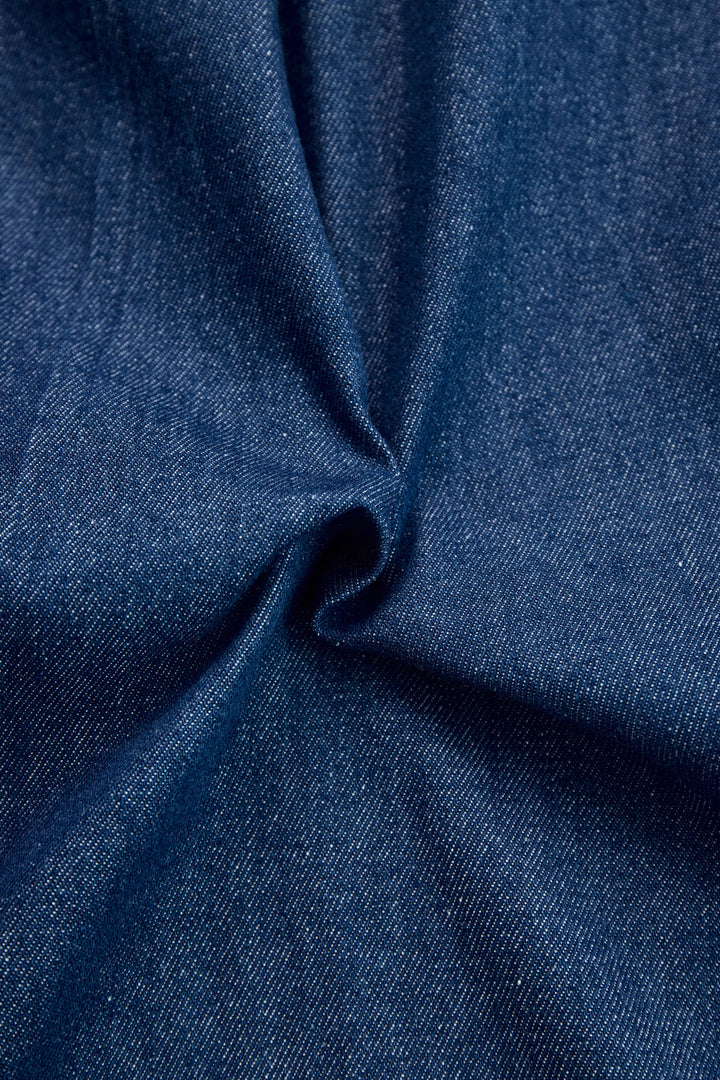 Women’s Denim Jumpsuit with Red Topstitching and Wide Legs