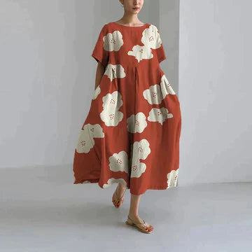 Women’s Floral Print Dress with Sleeveless Design and V-neck