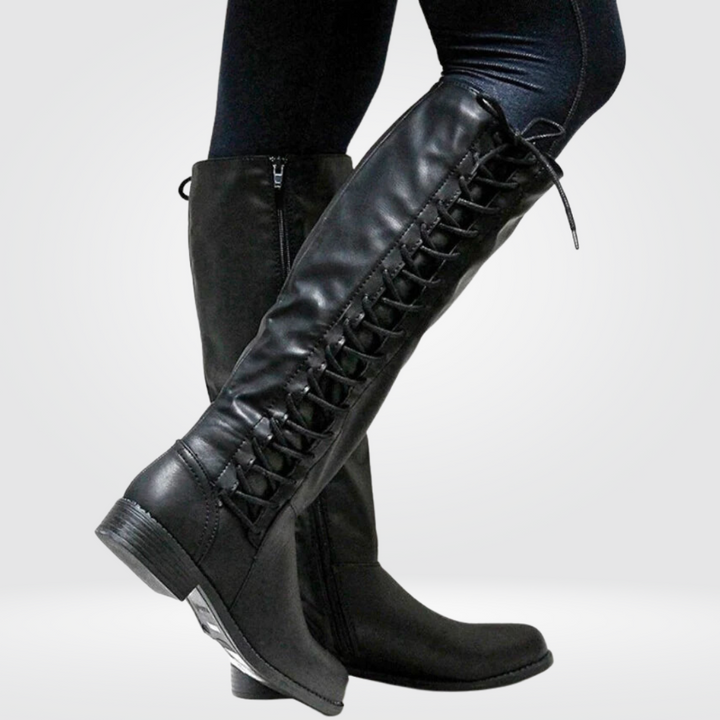 Womens High Boots with Sole and Lining Details