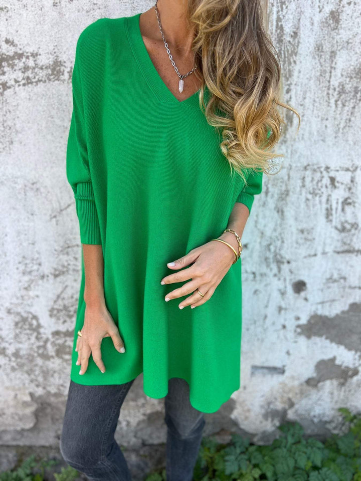 Women’s Jumper with V-Neck and Long Sleeves