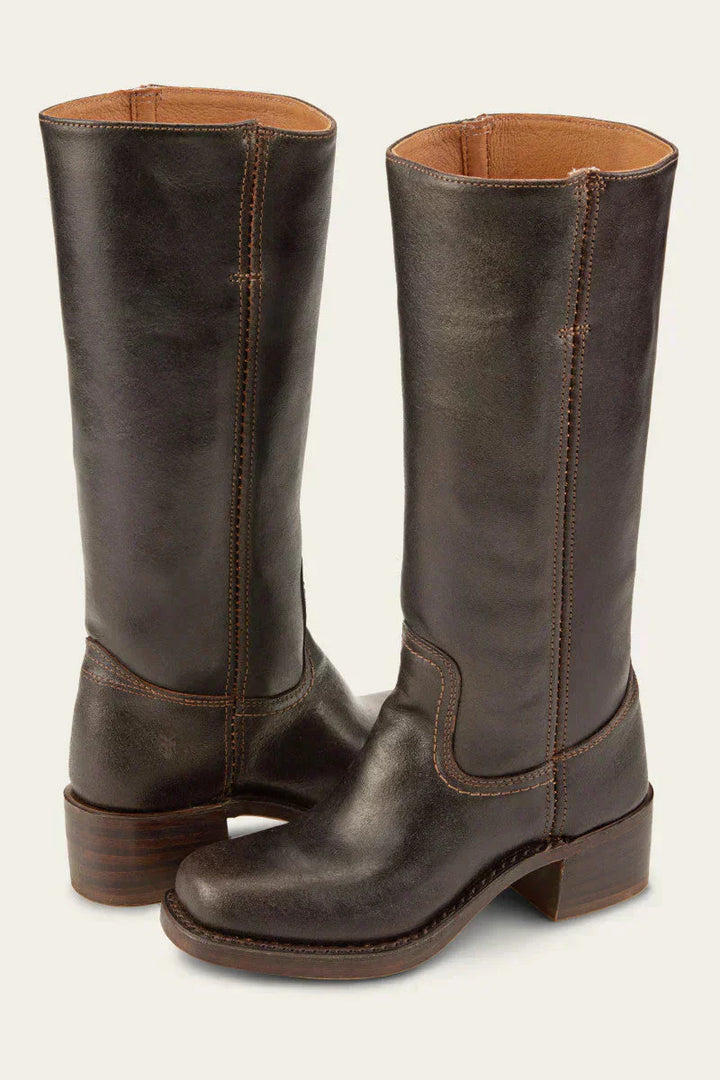 Women’s Knee-High Boots with Inner Side Zipper and Block Heel
