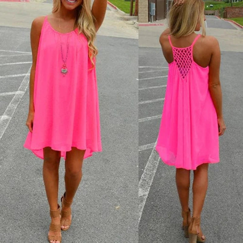 Women’s Summer Beach Mini Dress with Spaghetti Straps