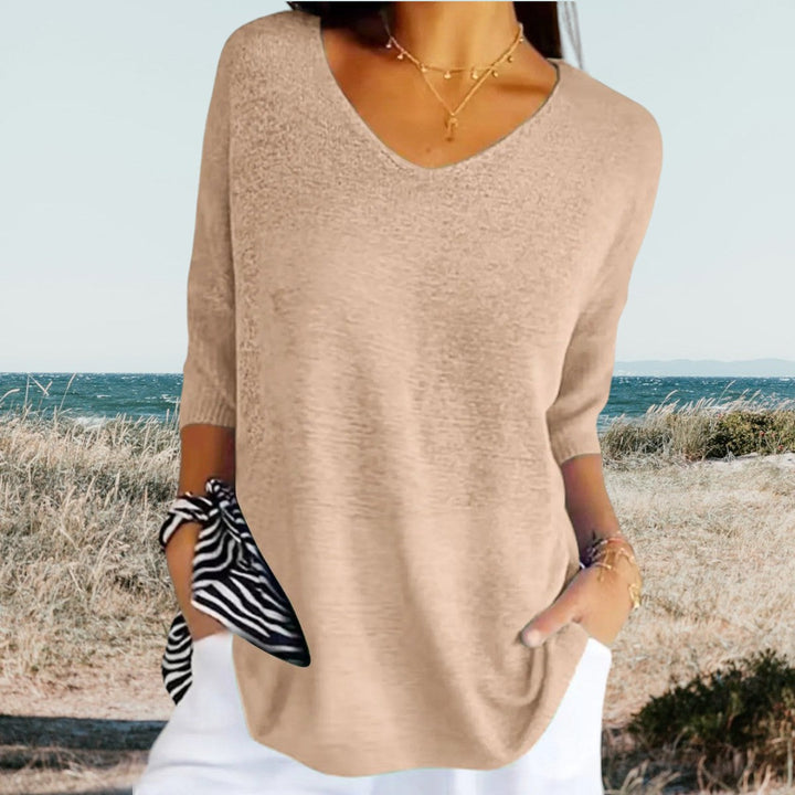 Women’s Summer Blouse with V-Neck and Relaxed Fit