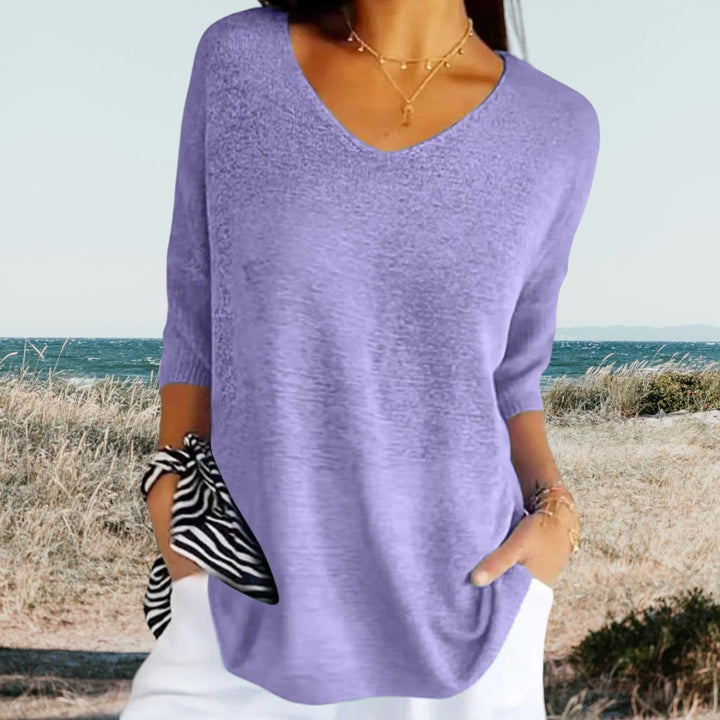 Women’s Summer Blouse with V-Neck and Relaxed Fit