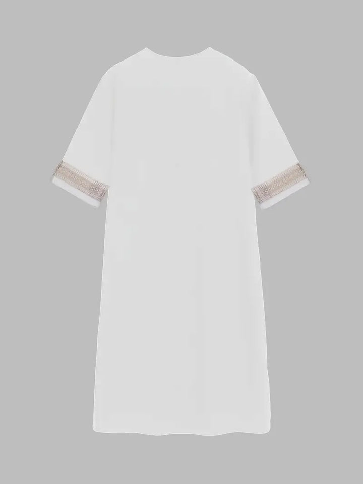 Women’s Summer Midi Dress with V-Neck and Crochet Details