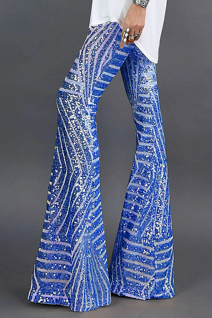 Women’s Trousers with Elastic Waistband and Sequin Panels