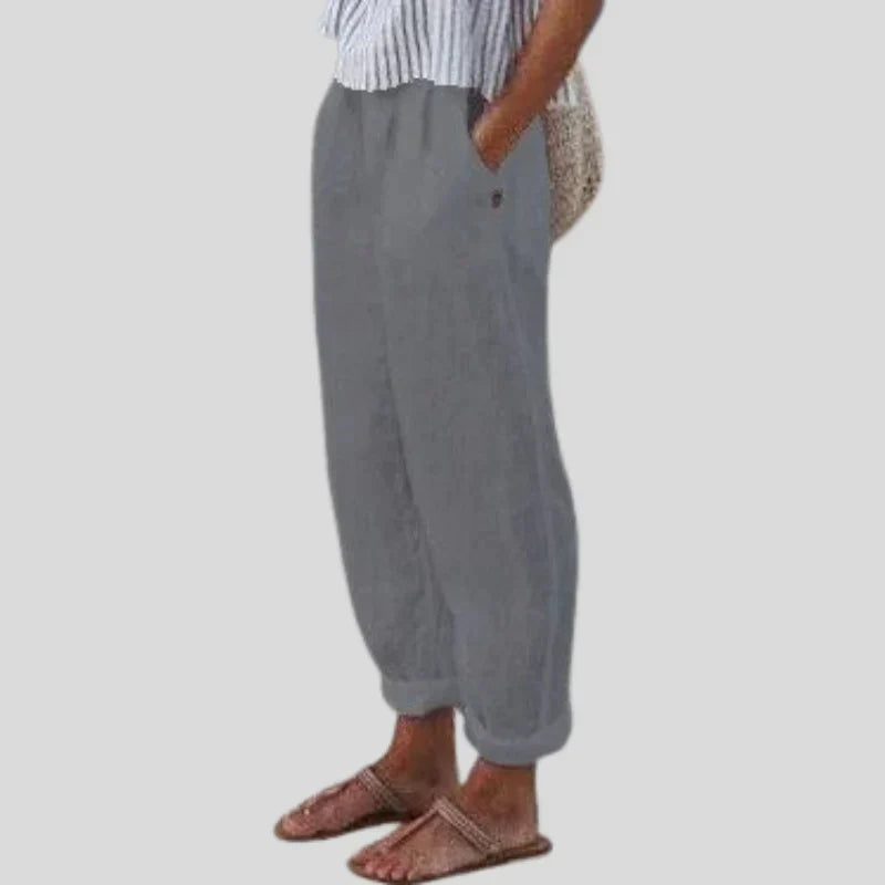 Women’s Trousers with Side Pockets and Button Closure