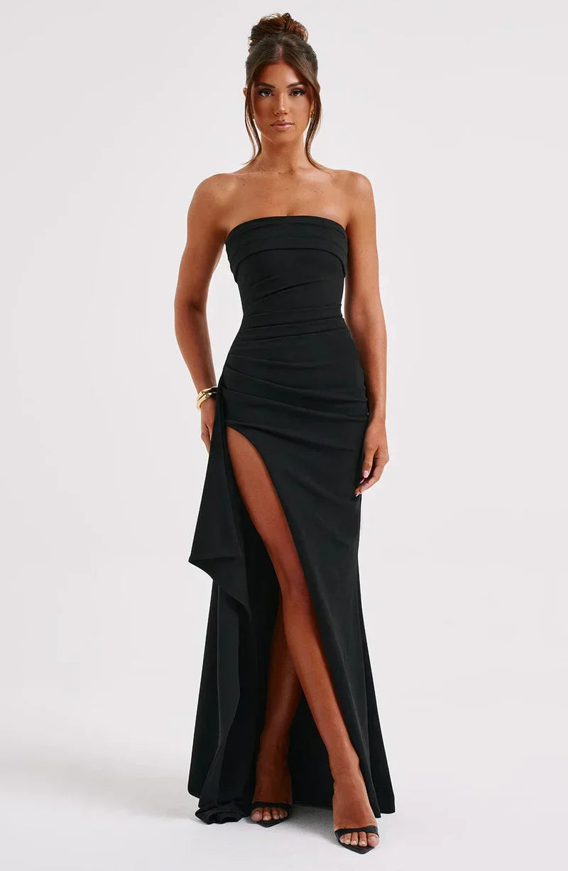 Women’s Twisted Maxi Dress with Off-Shoulder Design and Flowing Silhouette