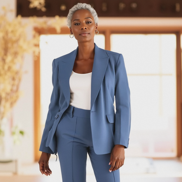 Women’s Two-Piece Suit with Pockets and Relaxed Fit