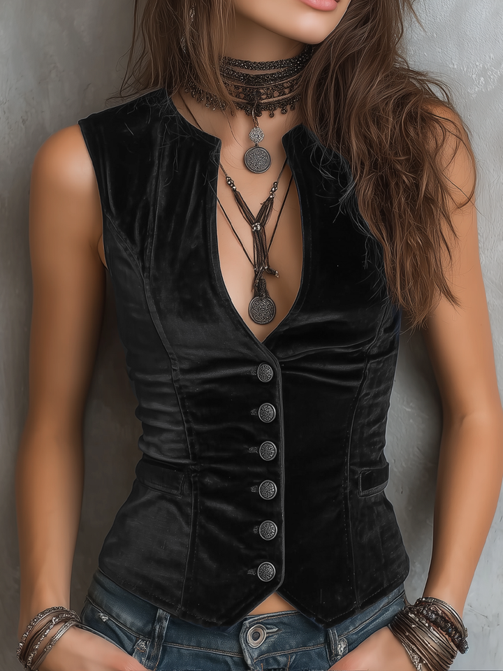 Womens Vest with Round V-Neck Design