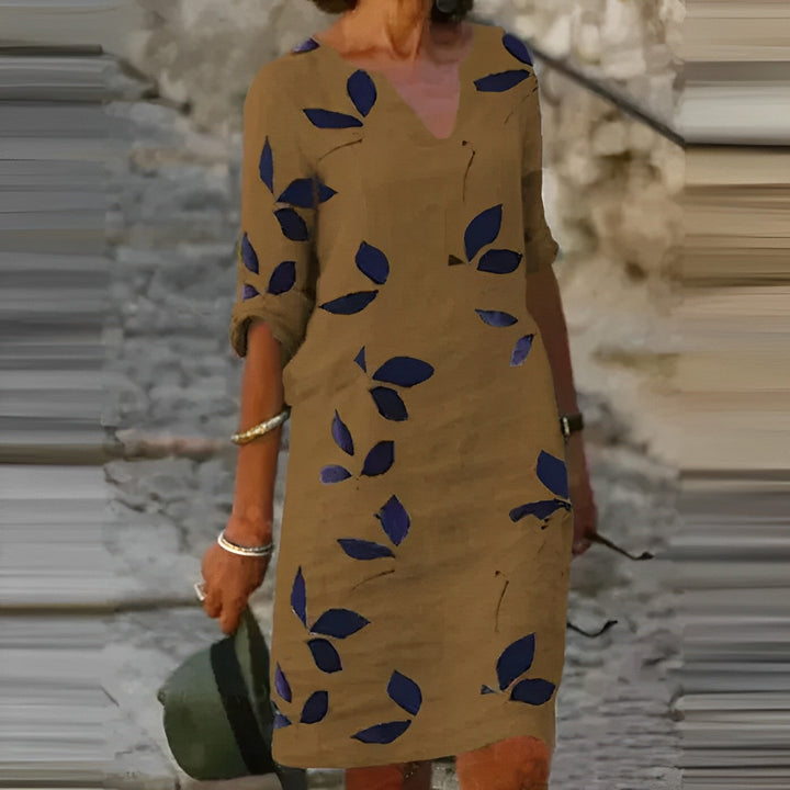 Women’s Vintage Summer Mini Dress with Short Sleeves and V-Neck