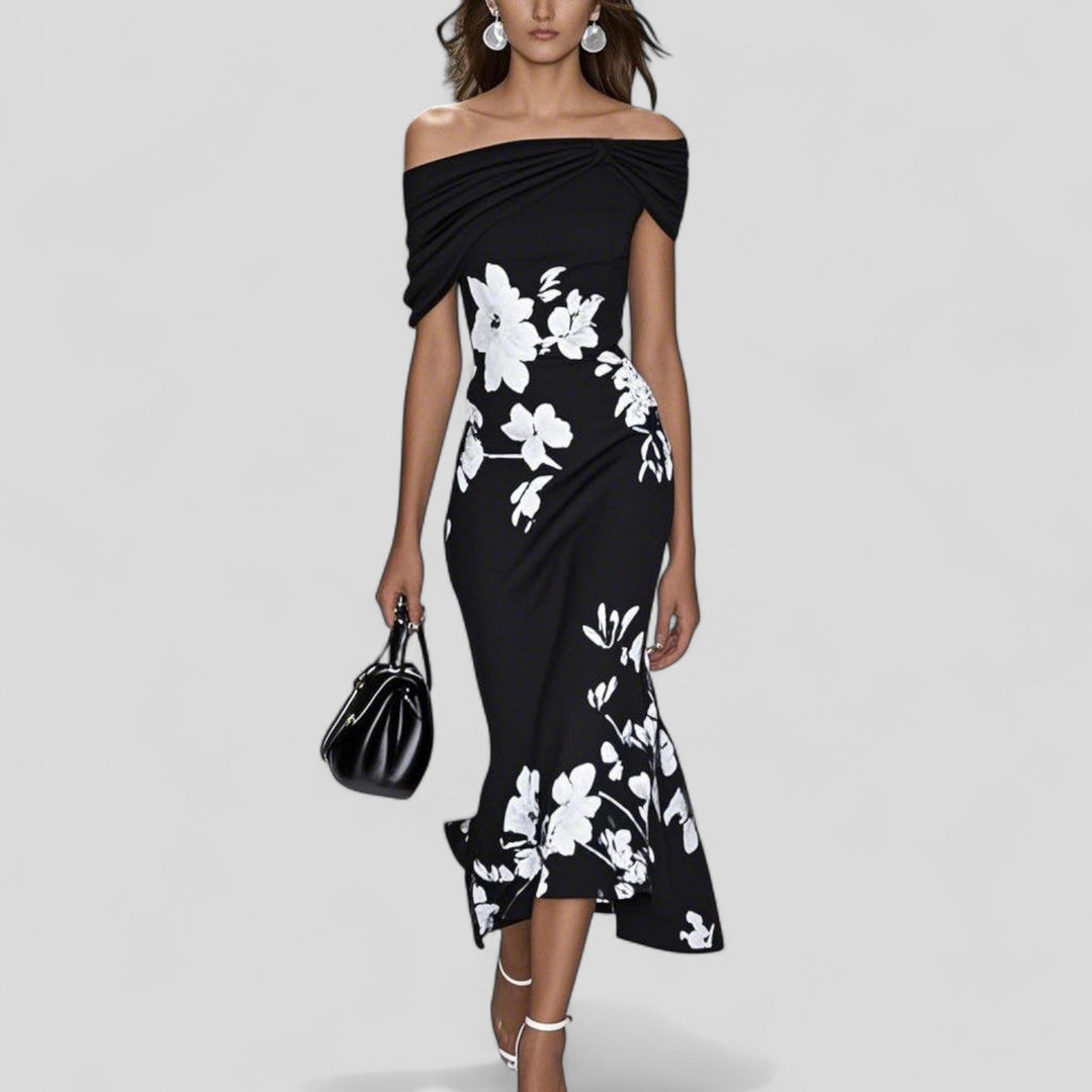 Women’s Midi Dress with Statement Print and Relaxed Silhouette