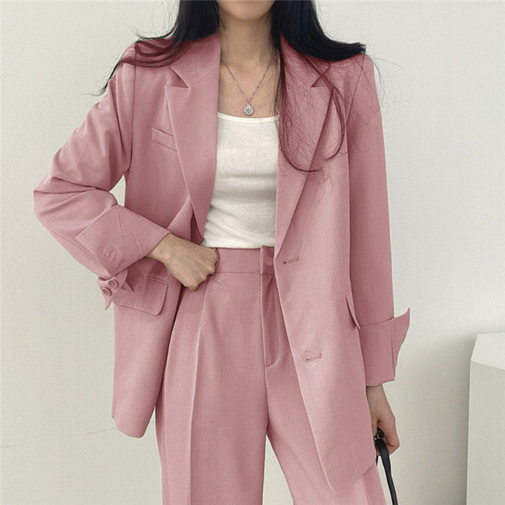 Women’s Suit Set with Tailored Blazer and Wide Leg Trousers