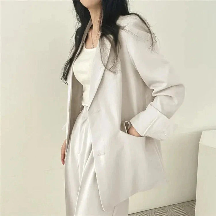 Women’s Suit Set with Tailored Blazer and Wide Leg Trousers