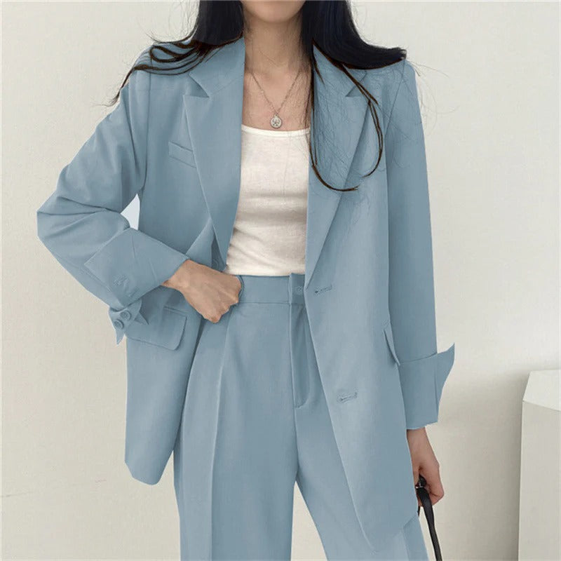 Women’s Suit Set with Tailored Blazer and Wide Leg Trousers