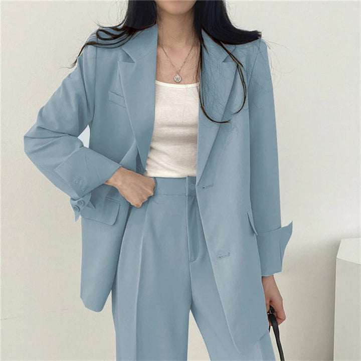 Women’s Suit Set with Tailored Blazer and Wide Leg Trousers